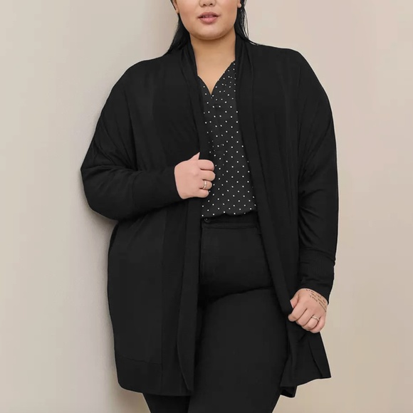 Torrid - Super Soft Cardigan Dolman Ribbed Sleeve Black Oversized Open Front - 0 - Picture 1 of 1